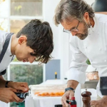 mattia pecis e carlo cracco in cucina a portofino